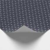 白い雪かわいらし片ダークブルークリスマス ラッピングペーパー (角)