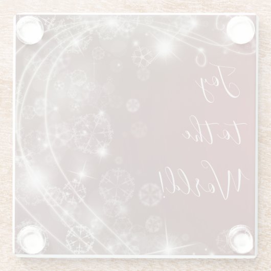 白い雪が赤く染まる世界の喜び ガラスコースター (裏面)