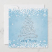 白い雪が降り注ぐ青いクリスマス·ホリデー·パーティー 招待状 (裏面)