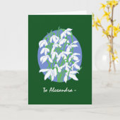 白い雪だるまが緑の1月の誕生日カード カード (黄色い花)