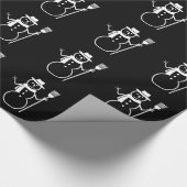 白い雪だるまのクリスマスの休日パターン黒 ラッピングペーパー (角)