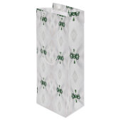 白い雪とクリスマスリボンのパターン ワインギフトバッグ (裏面アングル)