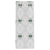 白い雪とクリスマスリボンのパターン ワインギフトバッグ (裏面)