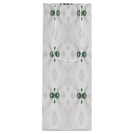 白い雪とクリスマスリボンのパターン ワインギフトバッグ