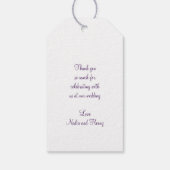 白い雪と紫の木の芸術をスクリプトありがとう ギフトタグ (裏面)