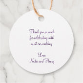 白い雪と紫の木の芸術をスクリプトありがとう フェイバータグ (裏面)