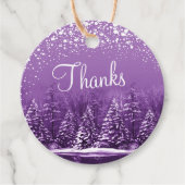 白い雪と紫の木の芸術をスクリプトありがとう フェイバータグ (正面)