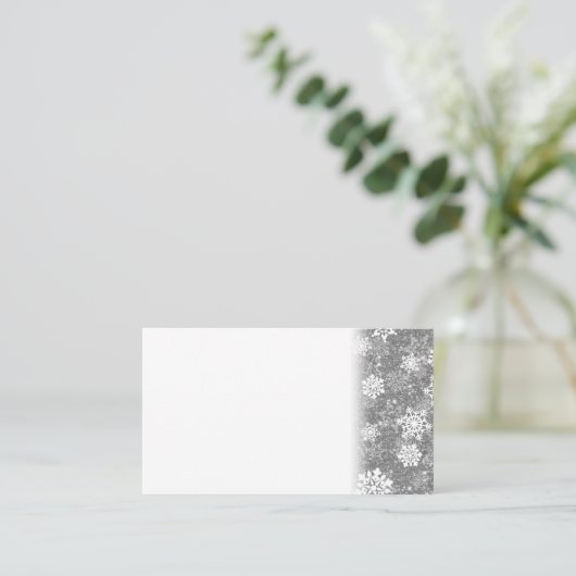 白い雪のかけら豪華なグレーのエレガントクリスマス 予約カード (スタンド正面)