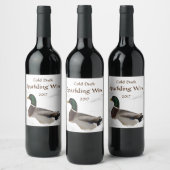 白い雪のワインラベルにきらめく冷たいアヒル ワインラベル (ボトル)