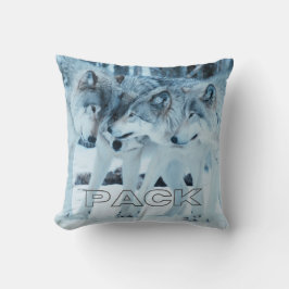 白い雪の中で愛する家族の灰色の狼をパック クッション