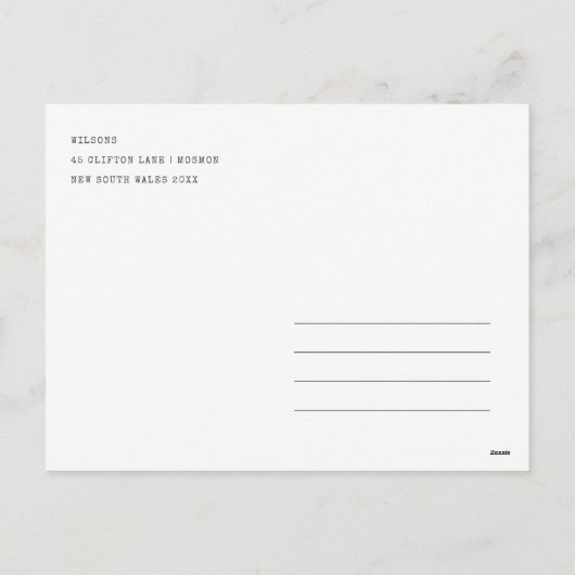 白い雪の木の家メリークリスマスグリーティング シーズンポストカード (裏面)