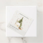 白い雪の木の家メリークリスマスグリーティング フェイバータグ (インサイチュ)