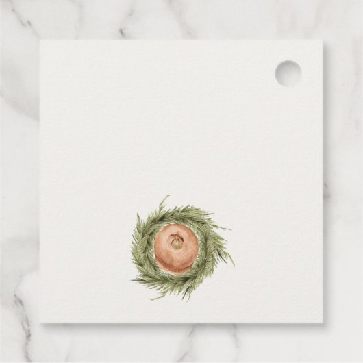 白い雪の木の家メリークリスマスグリーティング フェイバータグ (裏面)