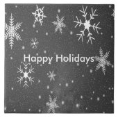 白い雪の結晶とグレーの雪の結晶のある黒い空, ZSSG タイル (正面)