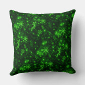 白い雪の結晶と緑の背景のクッション クッション (裏面)