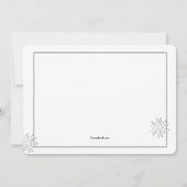 白い雪の結晶のフレームのホリデーカード 招待状 (裏面)