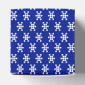 白い雪の結晶ドット模様の青い贈り物 フェイバーボックス (上部)