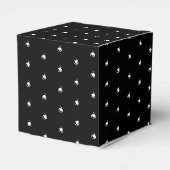 白い雪の結晶パターン黒いギフト フェイバーボックス (裏面サイド)