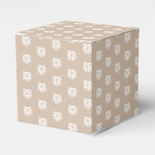 白い雪の結晶パターンbeige tanギフト フェイバーボックス