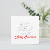 白い雪の結晶メリークリスマス シーズンカード (スタンド正面)