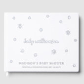 白い雪の結晶男女兼用冬の赤ちゃんシャワー ゲストブック (正面)