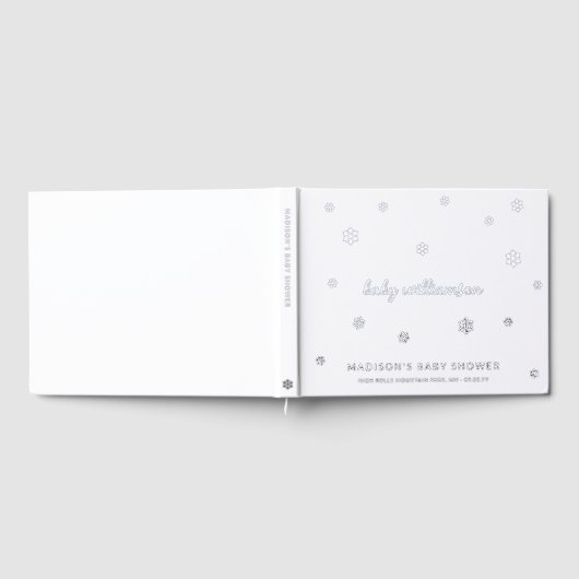白い雪の結晶男女兼用冬の赤ちゃんシャワー ゲストブック (全面)