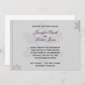 白い雪の結晶 シルバー パープル ウェディング 招待状 (正面/裏面)