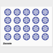  白い雪の結晶 (ミッドナイト)  ラウンドシール (シート)