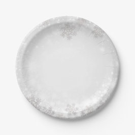 白い雪の結晶 冬の不思議な世界 ウェディング ペーパープレート