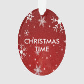 白い雪の結晶 赤い楕円形 アクリル オーナメント (裏面)