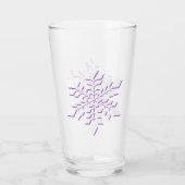 白い雪の結晶 – 赤い紫で影が付いている タンブラーグラス (裏面)