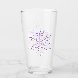 白い雪の結晶 – 赤い紫で影が付いている タンブラーグラス