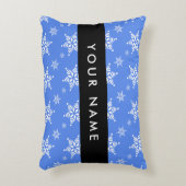 白い雪の結晶,青,あなたの名前,パーソナライズ アクセントクッション (正面(垂直))