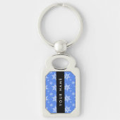 白い雪の結晶,青,あなたの名前,パーソナライズ キーホルダー (正面)