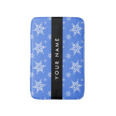 白い雪の結晶,青,あなたの名前,パーソナライズ バスマット (正面縦)