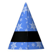 白い雪の結晶，青，あなたの名前，パーソナライズ パーティーハット (裏面)