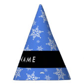 白い雪の結晶，青，あなたの名前，パーソナライズ パーティーハット (右)