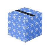 白い雪の結晶,青,あなたの名前,パーソナライズ フォトキューブ (裏面アングル)