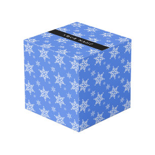 白い雪の結晶，青，あなたの名前，パーソナライズ フォトキューブ