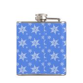 白い雪の結晶，青，あなたの名前，パーソナライズ フラスク (裏面)