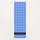 白い雪の結晶,青,あなたの名前,パーソナライズ ヨガマット (正面)