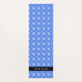 白い雪の結晶,青,あなたの名前,パーソナライズ ヨガマット (裏面)