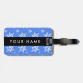 白い雪の結晶,青,あなたの名前,パーソナライズ ラゲッジタグ (裏面横)