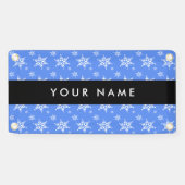 白い雪の結晶，青，あなたの名前，パーソナライズ 横断幕 (横)