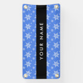 白い雪の結晶，青，あなたの名前，パーソナライズ 横断幕 (縦)