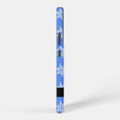 白い雪の結晶，青，あなたの名前，パーソナライズ SAMSUNG GALAXYケース (右側面)