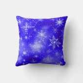 白い雪の結晶(青) クッション (裏面)
