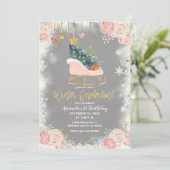 白い雪の花 冬のワンダーランド 誕生日 招待状 (スタンド正面)