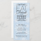 白い雪の食べ結晶 – ドリンクとメリーBe 招待状 (正面/裏面)