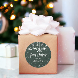 白い雪エレガント雪が緑の聖降誕祭 ラウンドシール